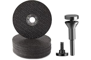 FUNNYTEK 15Pcs 3 inch Cut Off Wheels with 1/4 in Mounting Mandrel Kit for Die Grinder, Metal Cutting Discs for Rotary Tool Drill Attachment Cutter Die Grinder Accessories