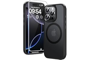 TAURI 3 w 1 do iPhone 16 Pro Max Etui 6.9" z 2 Sztuki Szkło Hartowane Ochraniacz Ekranu, Kompatybilny z MagSafe, Nieżółknącą Odporny na Magnetyczna Obudowy - Matowy Czarny
