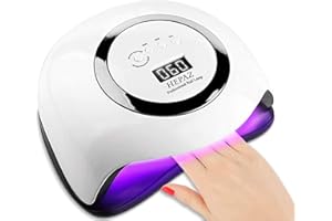 HEPAZ Lampada Unghie UV LED, Fornetto per Manicure/Pedicure Permanente Smalto Semipermanente 4 Timer con 10s/30s/60s/99s Display LCD Automatico Sensore