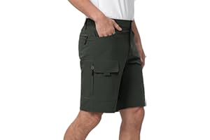Moosehill Krótkie spodenki męskie, spodnie do wędrówek, cargo, odporne na działanie wody, z 6 kieszeniami, lekkie, oddychające, do jazdy na rowerze, spodnie rowerowe, krótkie bermudy, treking, spodnie