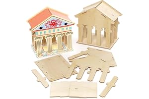 Baker Ross FE455 Kit Tempio Greco in Legno - Confezione da 2, Artigianato in Legno per Bambini da Decorare ed Esporre, Attività Educativa per Bambini