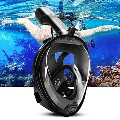 ELEPOWSTAR Masque de plongée immersion plongée en apnée en 180 ° Full face panoramique anti-Fog Design S/M