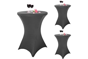 ‎PESONLOOK Pesonlook Set of 3 Stretch Bar Table Covers for Bistro Table, Diameter 80-85 cm, Elegant, Reinforcement in the Foot Area, Machine Washable at 40°C, Stretch Cover for Bar Tables and Bistro Tables (80 x