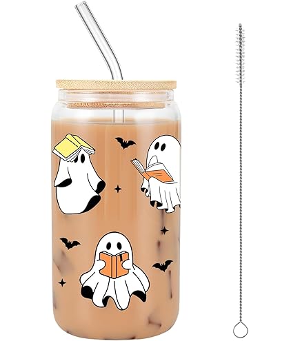 Halloween Becher 500ml - Mit Deckel & Strohhalm, Süßes Katzen-Design
