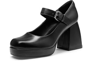 DREAM PAIRS Damen Mary Janes Pumps mit Blockabsatz, Plateau, Kleider, Brautschuhe Party