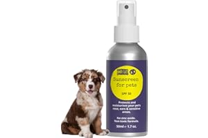Noseprint SPF 50 Flacon de lotion solaire pour animaux de compagnie 50 ml | Crème solaire hydratante pour chiens et chats Formule non toxique pour nez de chien | Baume solaire pour pattes de chien |