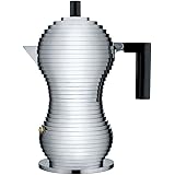 Alessi Pulcina MDL02/3 B - Caffettiera per Espresso di Design in Fusione d'Alluminio e PA, 3 Tazze, Nero