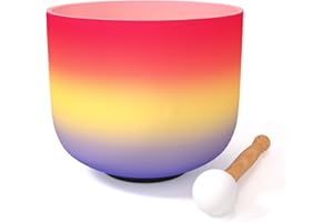 KELIODY 20CM Rosso Arcobaleno C Nota Glassato Ciotole di Cristallo di Quarzo Chakra Della Radice Del Vetro di O-ring e Martello Set Guarigione Del Suono e Meditazione Yoga