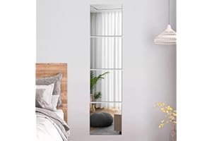 BESER LEE Grandi specchi adesivi in acrilico a tutta lunghezza per pareti, 4 pezzi, 40 x 40 cm, autoadesivi, sicuri, non in vetro, infrangibili, montaggio a parete, senza cornice, grande specchio per tutto il