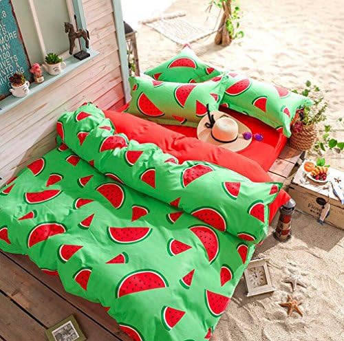 Watermelon Bedding Pillowcase Quilt Cover Duvet Cover Set Single Double King Size (Single, Watermelon)