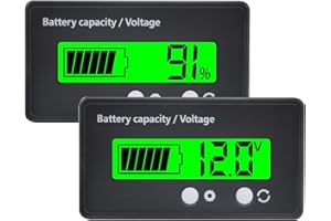 VOKTTA Indicatore Capacità della batteria Misuratore di tensione DC 12V 24V 36V 48V 60V 72V 84V for Lead Acid e agli ioni di litio, Verde