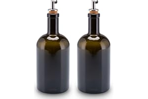 Lifestyle Lover Öl und Essig Spender Set Apothekerflasche Glas antikgrün Olivenöl mit Ausgießer aus Edelstahl für Öl & Essig (2er Pack Blanko 500ml)