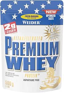 Weider Premium Whey Protein Powder, Low Carb Protein Shakes with Whey Protein Isolate, Banana, (1x 500g)