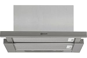 Bauknecht DBAH 65 LM X - Campana extractora plana (60 cm, apta para circulación de aire y recirculación, 85,8 kWh, LED, 3 niveles de potencia, clase de eficiencia energética D)