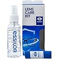 Essilor Lens Care Kit for Eyeglasses: Complete Kit with Microfibre Cloth, Cleaning Solution, and Carrying Case - White, Light-colored