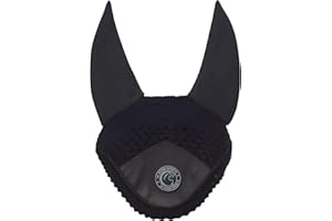 AK RIDING SPORTS AK Bonnet Anti-Mouches pour Chevaux – Oreilles en Lycra Doux, Crochet Serré, Ajustement Confortable – Bonnet Équestre pour Chevaux de Sport AKRS-6069-01 (Noir, COB / (M))