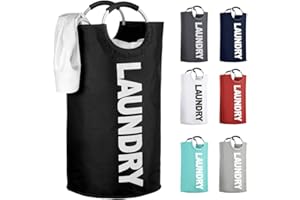 IHOMAGIC Panier a Linge Sac à Linge Pliable et Impermeable Sac de Rangement avec Poignée Corbeilles à Linge Sac Amovible Lavable pour vêtement Sale 85L pour la Chamber Hôtel Dortoir Noir