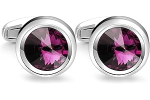 MERIT OCEAN Cufflinks for men, Crystal Round Cuff Links Mens Shirt Suit for Wedding Business Gifts