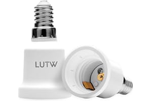 LUTW E14 to E27 Lamp Socket Adapter, Socket Converter Holder, Small Screw to Large Screw Convertor, Lamp Base Adaptor for LED Bulbs and Incandescent Bulbs and CFL Bulb, 2 Pack