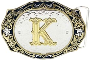 Daisybaby Initial Letter Belt Buckles Western Cowboy Handmade Metal Large Alphabet Belt Buckle for Men and Women