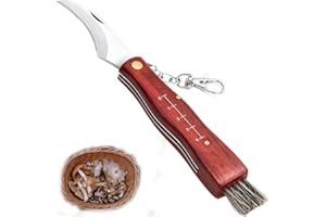 YEAPEAK Coltello a Funghi Con Spazzola | Coltello Per Funghi Con Righello, Coltello Per Funghi, Coltello Funghi Inox, Coltello Per Funghi Con Bilancia, Con Anello Portachiavi, Lunghezza 21cm