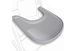 BABARTA Hochstuhltisch kompatibel mit Stokke Tripp Trapp Stuhl mit leistungsstarker glatter Saugfläche, ergonomisches, geschwungenes Design, Glänzend Grau – BPA-frei, einfach zu montieren