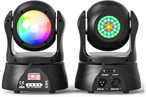 DELIBANG Moving Head - Luz LED con efecto de luz para escenario, 30 W, DJ, discoteca, fiesta, con caleidoscopio d-mx512 y control activado por sonido, para Halloween, Navidad o fiestas