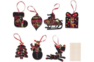 VIDILLO Zestaw do zdrapywania papieru artystycznego 35 szt. Boże Narodzenie zestaw do malowania zdrapywań dla dzieci czarny magiczny zdrapywacz podkładka książka karty zdrapywania, 15 drewnianych rysików do zdrapywania długopis dla chłopców i dziewcząt prezent na urodziny sztuka rzemiosło