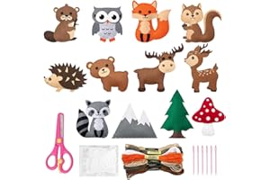 Abiemuce Nähset Für Kinder, Filztiere Nähen-Set, DIY Nähsets Kinder Tierformen, Nähen-Kinders Filzset, Pädagogisches Nähset-für-Anfänger Kinders, Animals Sewing Kit (Wald Tier)