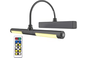 HONWELL-Luz LED Inalámbrica a Batería con Control Remoto, Cabezal de Luz Giratorio de 13 Pulgadas con 3 Modos de Iluminación, Regulable Marco Luces Lámpara de Pared para Pintar,Espejo, Color Negro