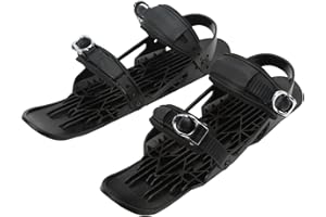 Focket Mini Short Snowskates Snowblades Skiboards Skis for Winter Shoes, Adjustable, Unisex-Adults, Black