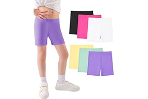 JOCMIC Cycling Shorts for Girls Cotton Teen Girls Shorts Breathable and Safety Bike Shorts Summer Shorts Sports Gym Dance 6 Pack 5-14 Years