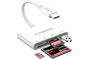 KiWiBiRD Lecteur Carte Compact Flash Lecteur Carte CF USB c Card Reader, Adaptateur mémoire externes SD Micro SD USB c, Compatible avec iPhone 17 16 Plus Pro Max, Mac MacBook Air iPad Pro Air, PC