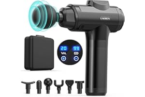 LAOBEN Massage Gun, Massager Deep Tissue, USB-C Charging Port, LCD Touch Screen, Percussion Muscle Massager with Carrying Case and 6 Massage Heads, Relaxes Muscles to Relieve Aches and Pains.