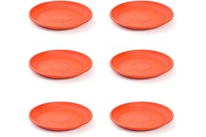 Acan Tradineur - Pack de 6 Platos de plástico para macetas de 20-25 cm Mediterránea, bandejas, platillos Redondos para tiestos de Interior, Exterior, jardín, terraza o balcón (Marrón)