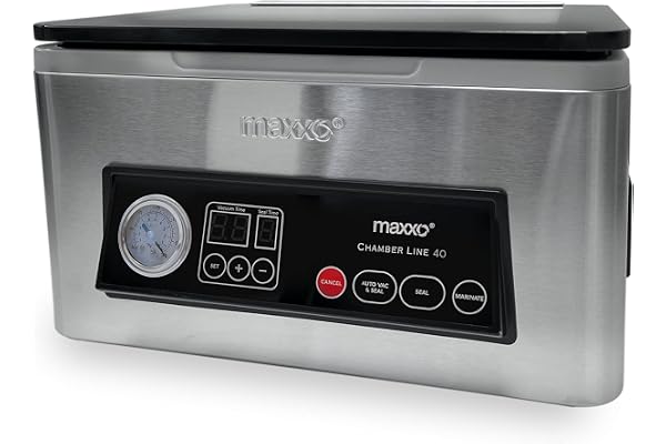 Maxxo VM ChamberLine 40 Machine Sous Vide Alimentaire Professionnelle – Chambre Sous Vide 72 l/min, Acier Inoxydable, Double Soudure, Appareil Mise Sous Vide + 30 Sacs Inclus