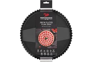 Tala Performance tarteform, räfflad, 28 cm, kolstål av professionell tjocklek, med non-stick Eclipse-beläggning, lös botten