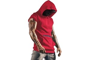 Lomon Herren Tank Top Muskelshirt Ärmelloser Hoodie Sport Tanktop Fitness Gym Shirt mit Handytaschen