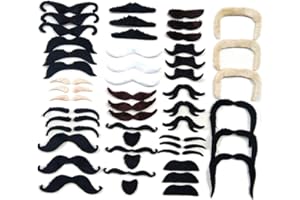 thematys Sztuczne wąsy do przyklejenia, kostium dla dorosłych i dzieci, idealne na karnawał i Boże Narodzenie, uniwersalne, damskie, męskie, 48 szt.