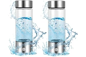 UOTORY Hydrogen Water Bottle - 420mL/15oz Portable Hydrogen Water Ionizer Machine Bottle, Hydrogen Water Generator Maker, Hydrogen Rich Water Glass Health Cup for Home Travel (2 Pack)