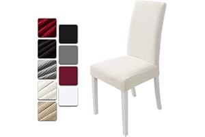 Dioxide Fundas para Sillas Pack de 4 Fundas Sillas Comedor, Fundas Elásticas Chair Covers Lavables Desmontables (Blanco-Grueso,Paquete de 4)