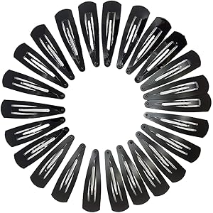 TEMPERIA Tic Tac Hair Clips for Girls (Pack of 24pcs) (5cm) (Matte Black) - Tik Tak Pins for Women