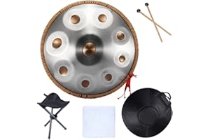 TFECOM Handpan Drum Instrument In D Minor 22 Inches D3 A Bb C D E F G A Steel Hand Pan Drums, With Handpan Bag, Drum Tripod, For Professional Audio Production (Size : 9 Notes)