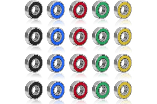 Rybtd Roulements de Skateboard ABEC 9, 20Pcs Roulements à Billes en Métal Double Blindage 8mm x 22mm x 7mm Miniatures Roulement 608 RS pour Skateboard, Roller, Rollers