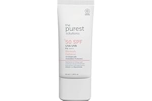The Purest Solutions Blemish Defense (Bouclier UV avec protection antioxydante SPF 50+) - Protection UVA 8h, Arbutine et Niacinamide pour l'harmonisation du teint et les hydratants - Végétalien (50 ml