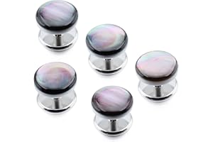 HAWSON 5pcs Grey Shell Tuxedo Studs Set for Men Shirt Wedding Business Accessories