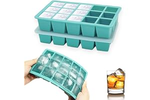 Theuwnee® 2 Pcs Stampi per Ghiaccio in Silicone Platino, Cubetti Ghiaccio Stampo con Coperchio,inodore, impilabile e lavabile in lavastoviglie, per whisky, cocktail e snack per bambini, Senza BPA