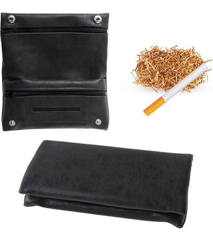 Ledertabaktasche Mit Magnetverschluss – Mehrschichtig, Faltbar, 15,5 X 5,5 Cm, Braun, Für Drehtabak Und Zubehör