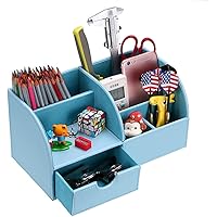 BTSKY Multifunktionaler Schreibtisch-Organizer aus PU-Leder für Visitenkarten, Stifte, Handy, Fernbedienung…