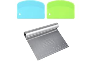 Cozy Inviting 3 Pezzi Tarocco per Impasti, Tagliapasta Multiuso in Acciaio Inossidabile E Raschietto in Plastica, Per Pizza Impasti Pane Farina Raschietto Multiuso Utensili Cucina